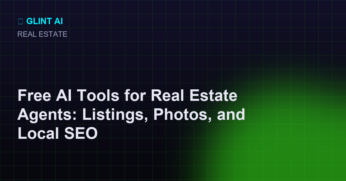Free AI tools for real estate agents for listings, photo cleanup, bios, and local SEO