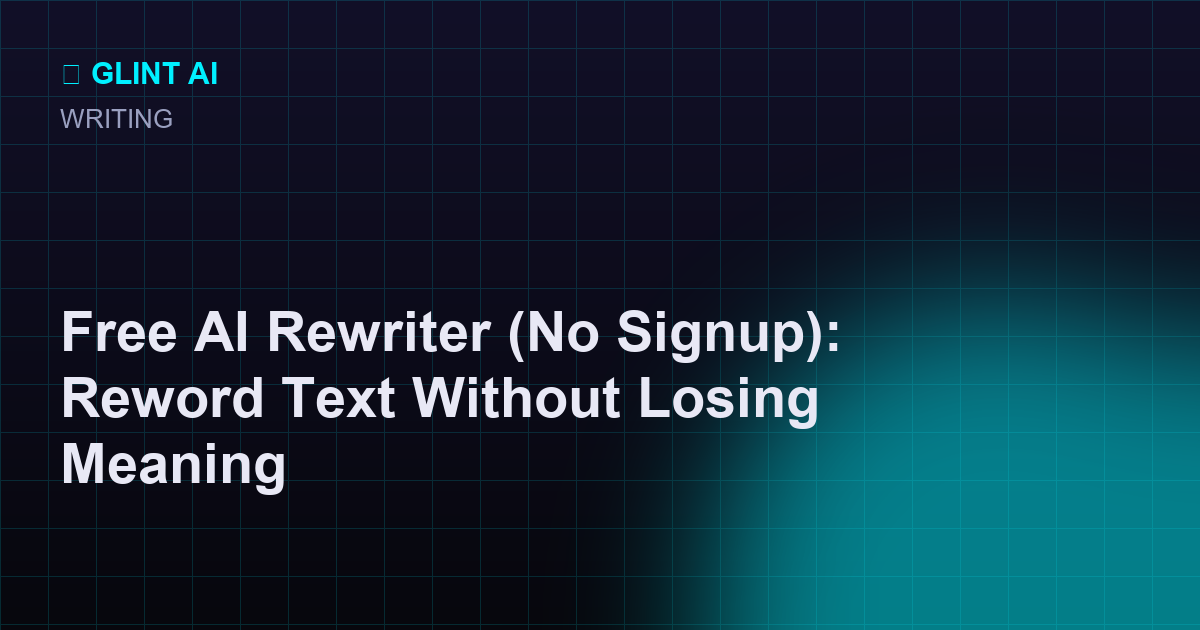 Free AI rewriter showing an original sentence and a reworded alternative