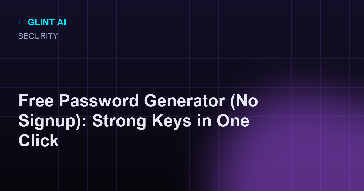 Free password generator producing a strong random password string