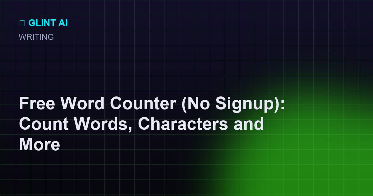 Free word counter showing word and character totals for a sample text