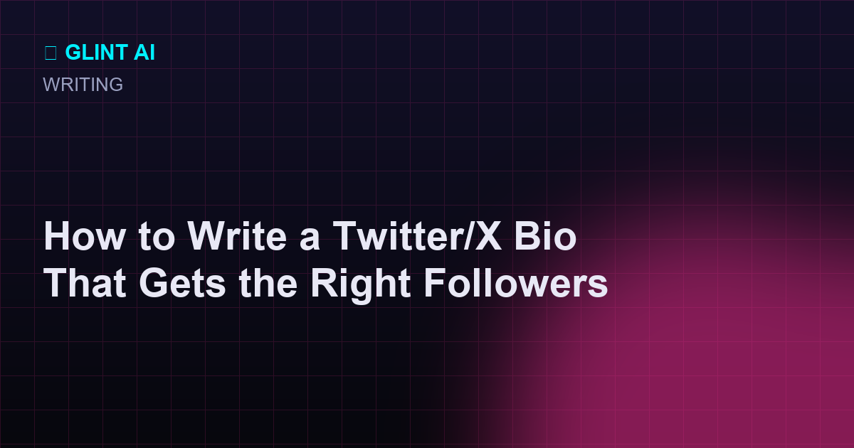 Twitter/X bio draft leading with role, audience, and a follow hook