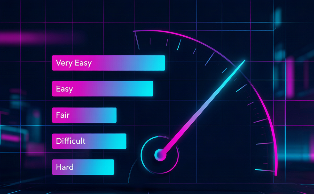 Cyberpunk illustration of improving reading ease score, neon, dark background