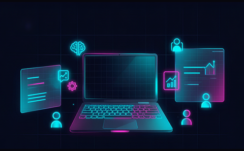 Cyberpunk illustration for the free AI tools for bloggers guide