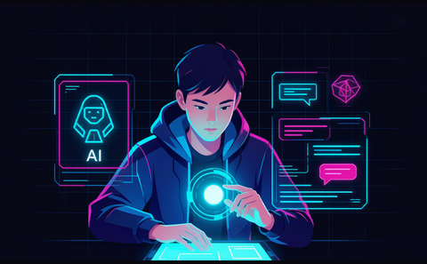Cyberpunk illustration for the free AI tools for students guide