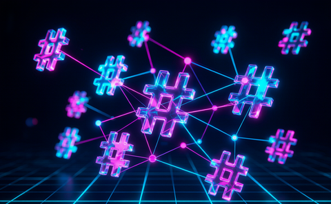Cyberpunk illustration for the hashtag strategy guide