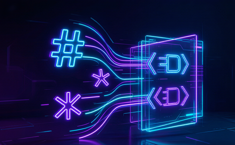 Cyberpunk illustration for the Markdown to HTML workflow